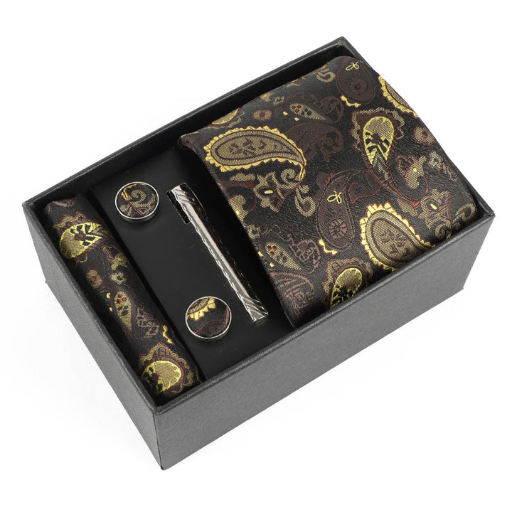 4Pcs Men's Elegant Pocket Square Cufflinks Tie Clip Necktie Set - Style #25 - image 25