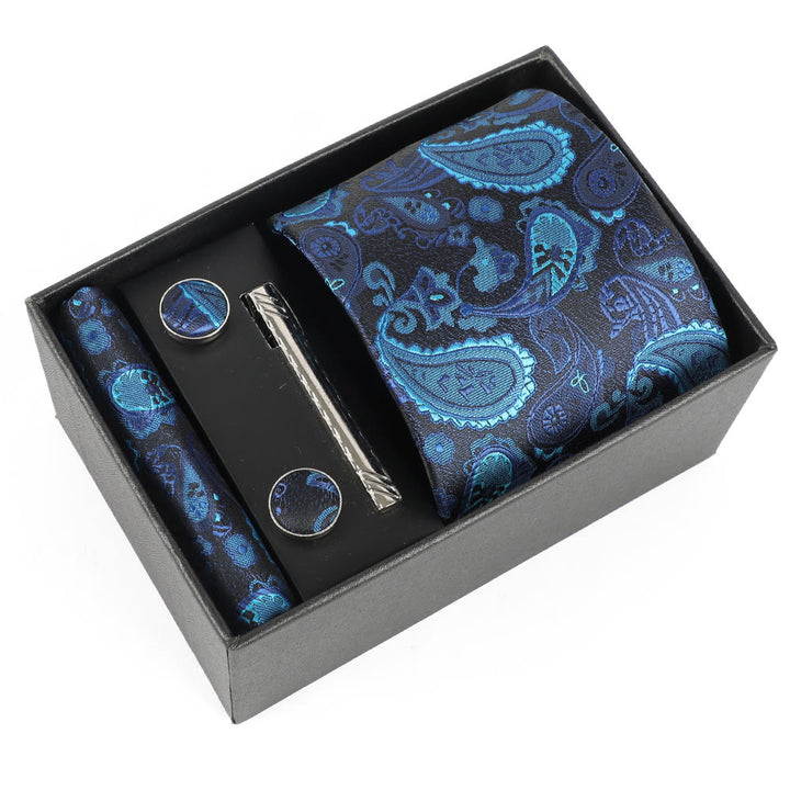 4Pcs Men's Elegant Pocket Square Cufflinks Tie Clip Necktie Set - Style #24 - image 24