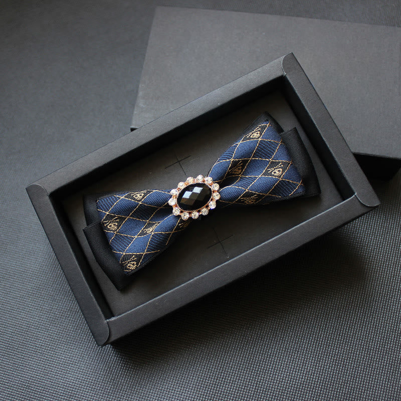 Men's Geometric Pattern Gem-Embellished Formal Bow Tie - Style #3 - image 2