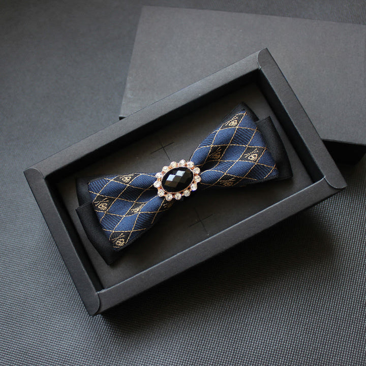 Men's Geometric Pattern Gem-Embellished Formal Bow Tie - Style #3 - image 2