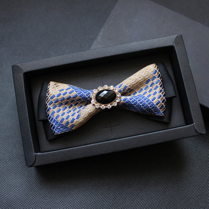 Men's Geometric Pattern Gem-Embellished Formal Bow Tie - Style #4 - image 3