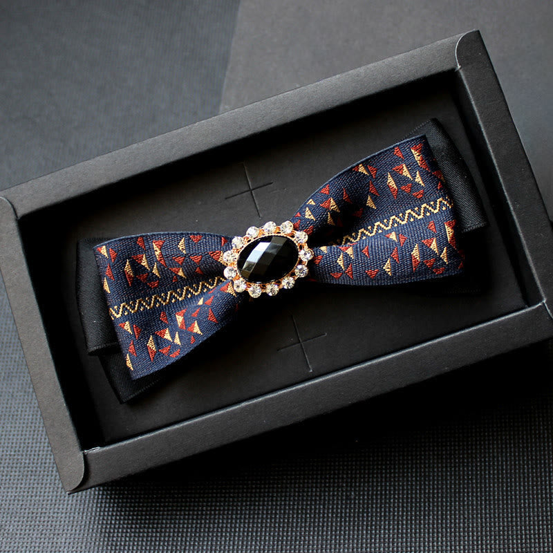 Men's Geometric Pattern Gem-Embellished Formal Bow Tie - Style #9 - image 8