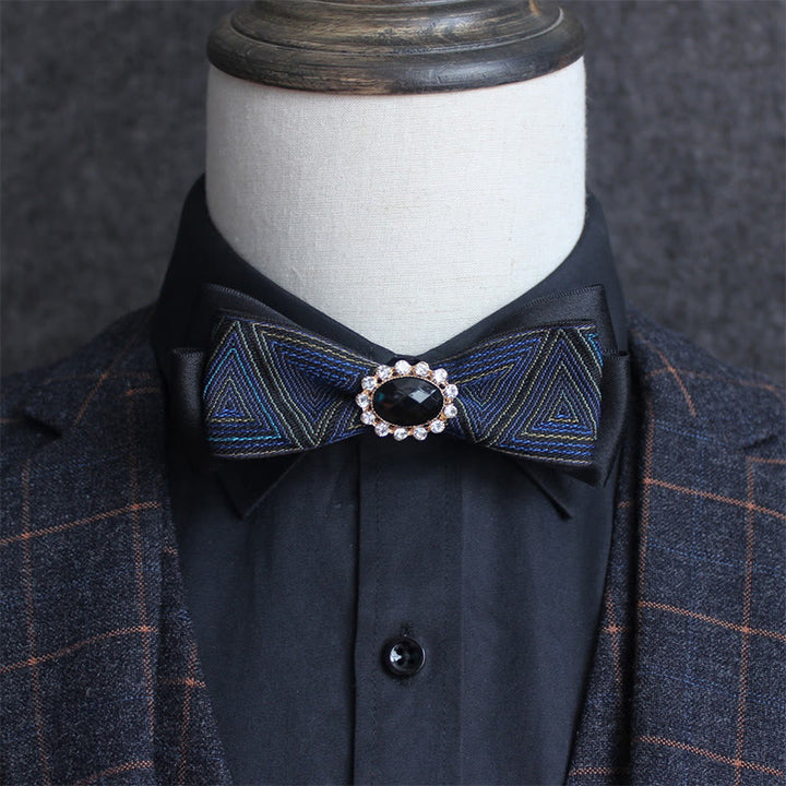 Men's Geometric Pattern Gem-Embellished Formal Bow Tie - Style #10 - image 9