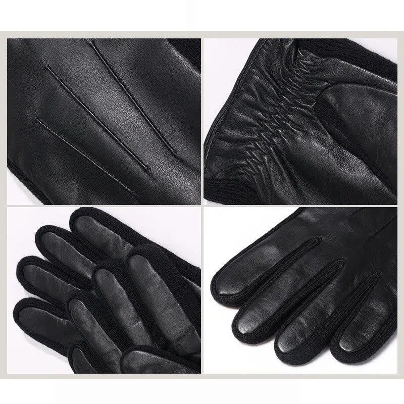 Men's Winter Leather Fleece-Lined Touchscreen Gloves - image 4