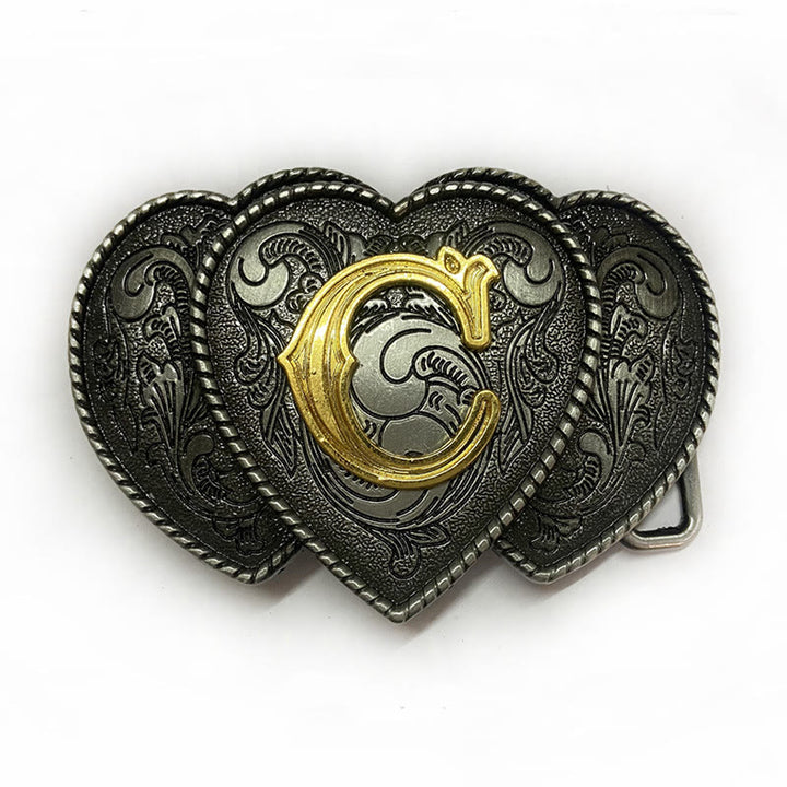 Golden Letter Heart-Shaped Buckle Leather Belt - C - Without Belt - Not Included Belt - image 8