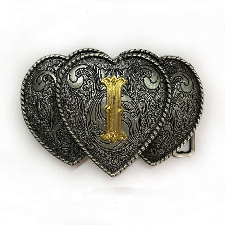 Golden Letter Heart-Shaped Buckle Leather Belt - I - Without Belt - Not Included Belt - image 14