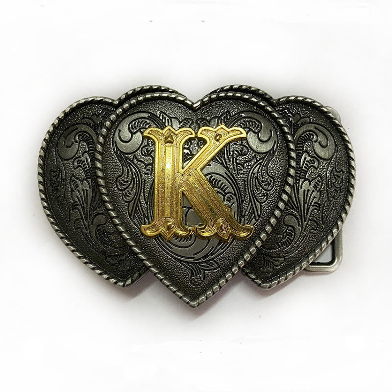 Golden Letter Heart-Shaped Buckle Leather Belt - K - Without Belt - Not Included Belt - image 16