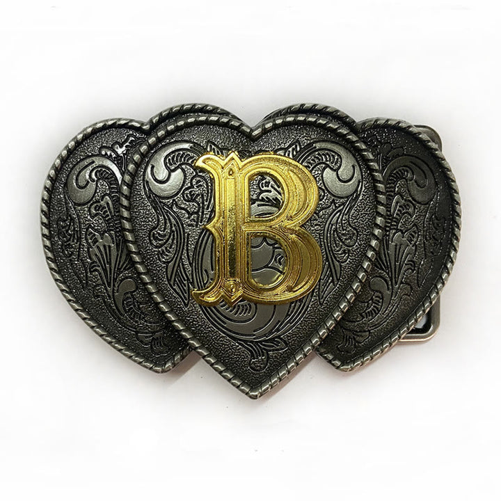Golden Letter Heart-Shaped Buckle Leather Belt - image 7