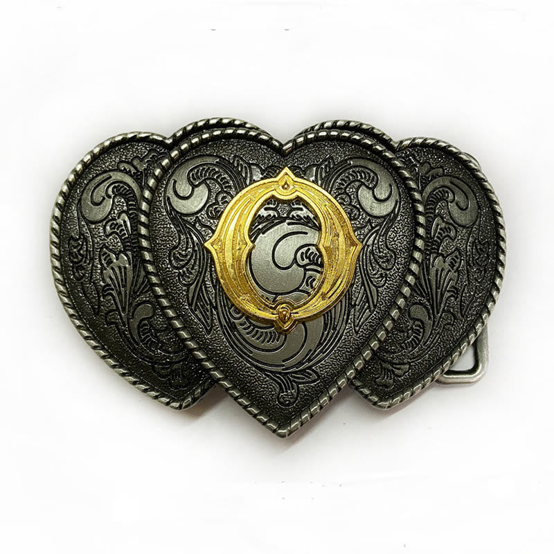 Golden Letter Heart-Shaped Buckle Leather Belt - O - Without Belt - Not Included Belt - image 20