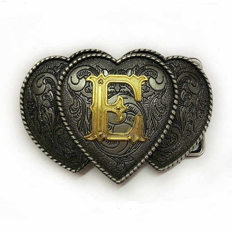 Golden Letter Heart-Shaped Buckle Leather Belt - E - Without Belt - Not Included Belt - image 10