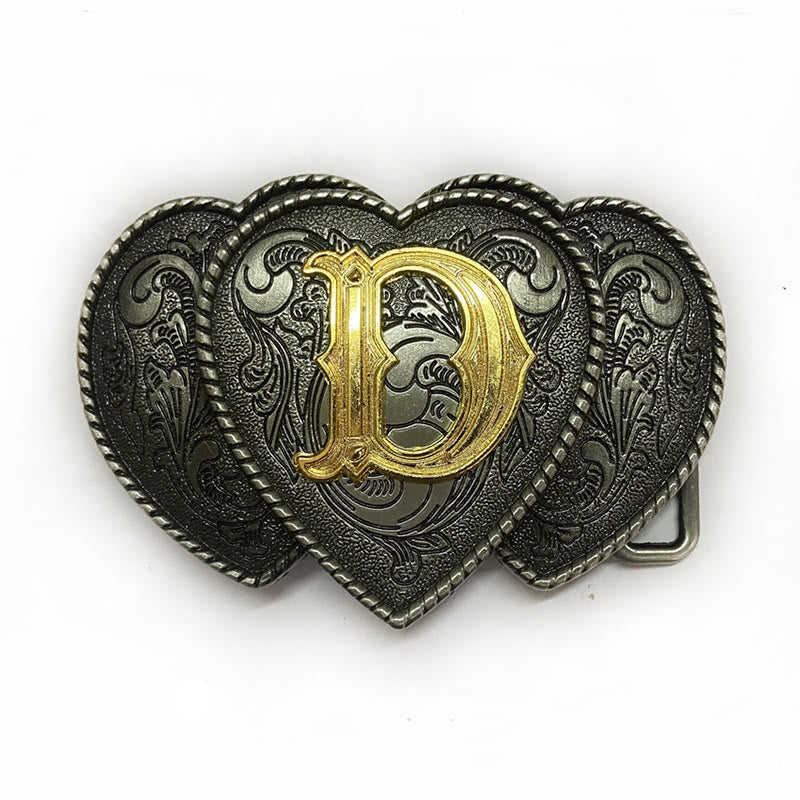 Golden Letter Heart-Shaped Buckle Leather Belt - D - Without Belt - Not Included Belt - image 9