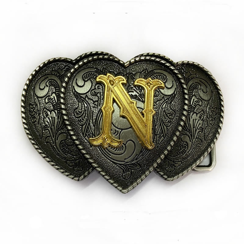 Golden Letter Heart-Shaped Buckle Leather Belt - N - Without Belt - Not Included Belt - image 19