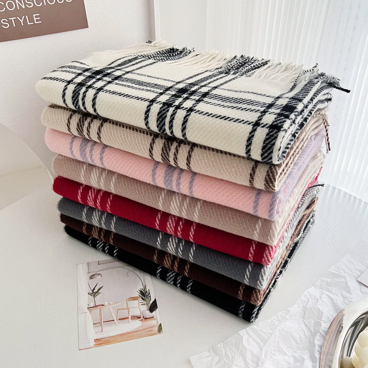 Women's Winter Plaid Fringe Warm Shawl Scarf - image 3