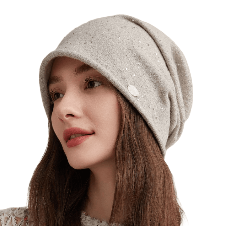 Fashionable Women's Sequin Embellished Knitted Beanie Hat - image 1