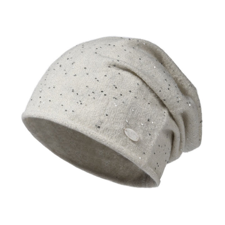 Fashionable Women's Sequin Embellished Knitted Beanie Hat - Grey - Adjustable (About 22"-24 1/2") - image 3