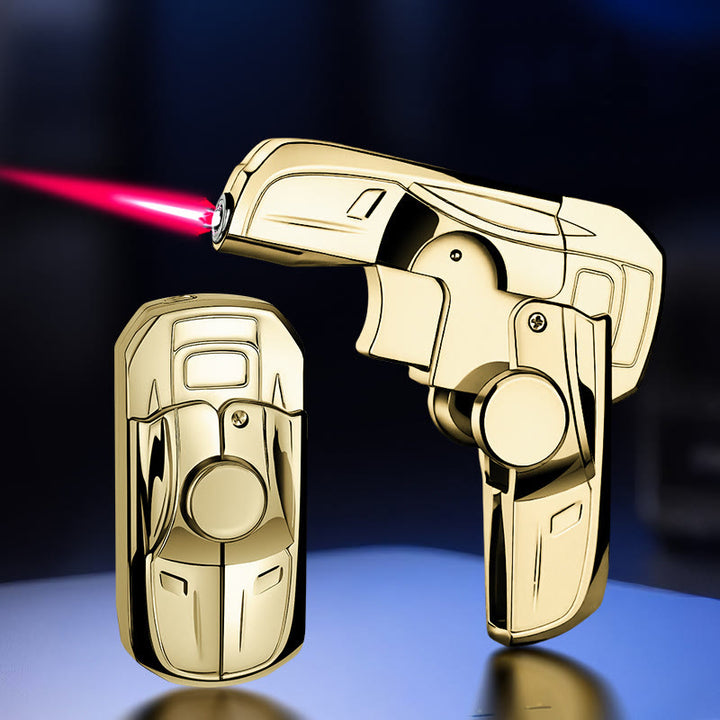 Folding Racing Car-Shaped Refillable Butane Lighter - Gold - image 12