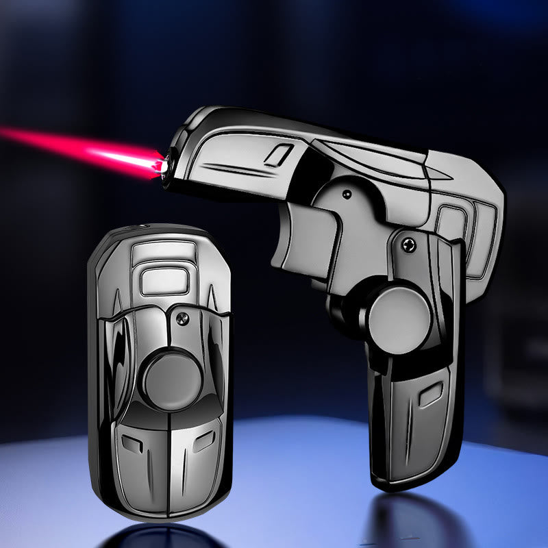 Folding Racing Car-Shaped Refillable Butane Lighter - Black - image 1