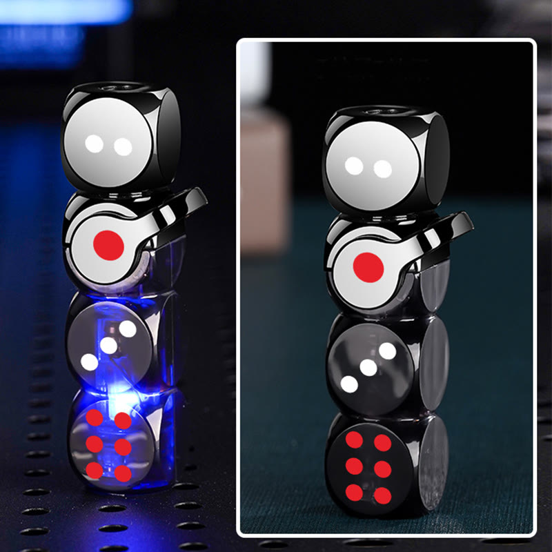 Glowing Stacked Dice-Shaped Refillable Butane Lighter - Black - image 2