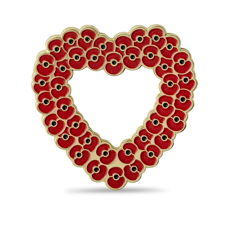 Mini Poppy Cluster Heart Frame Two Tone Brooch - Style #1 - image 0