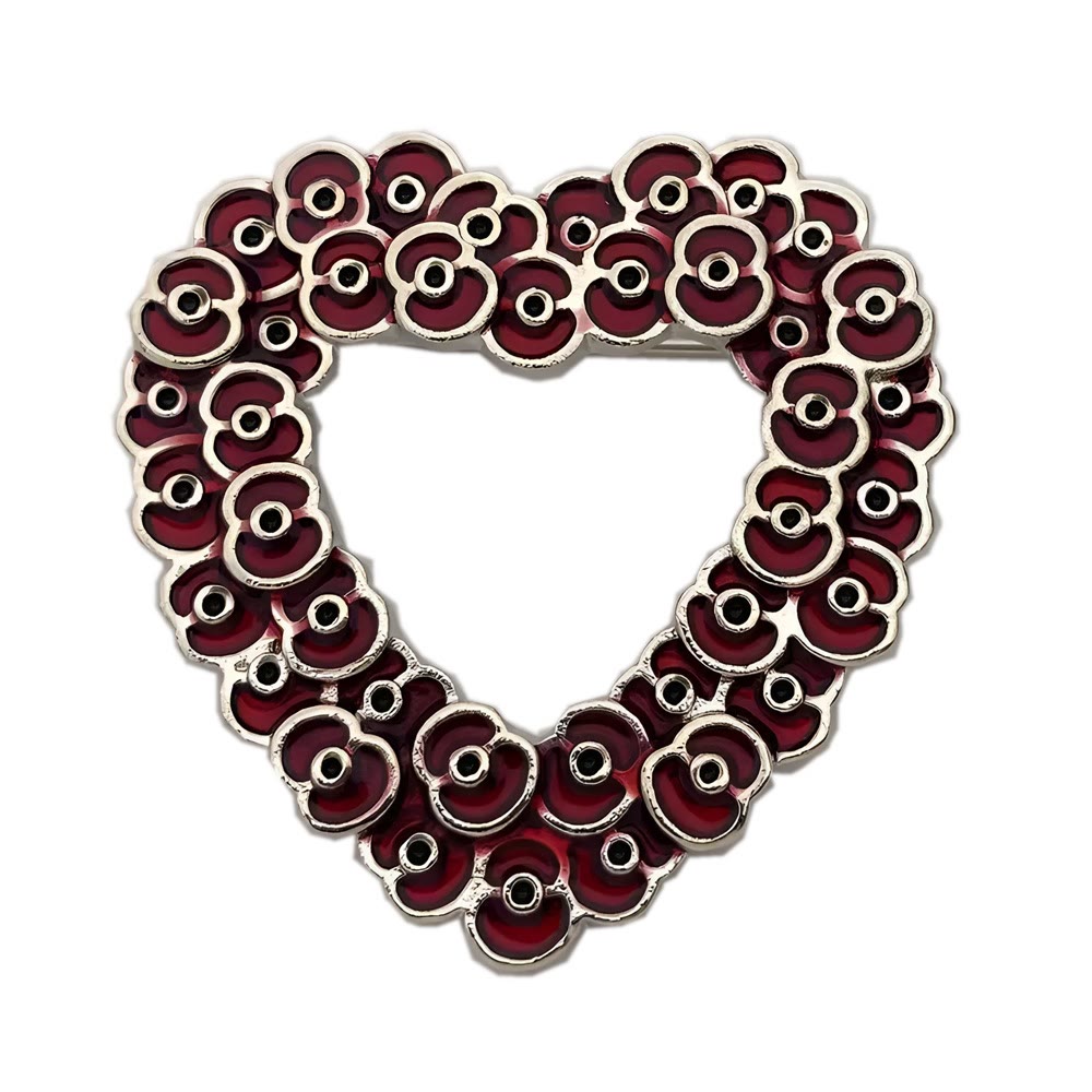 Mini Poppy Cluster Heart Frame Two Tone Brooch - Style #4 - image 6