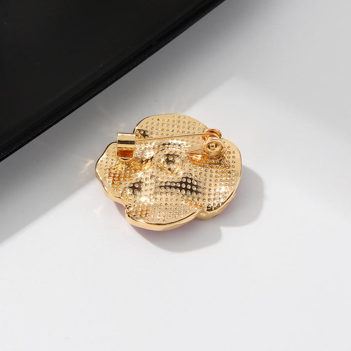 Red Poppy Gem Embellished Silver Trim Brooch - image 2