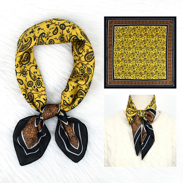 Women's Stylish Colorful Paisley Print All Season Lightweight Square Scarf - Yellow - image 4