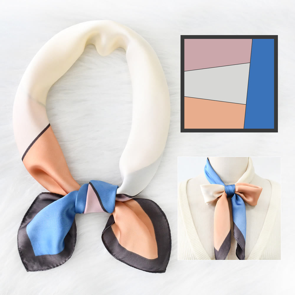 Women's Soft Color-Block Satin Elegant All-Season Square Scarf - Style #1 - image 2