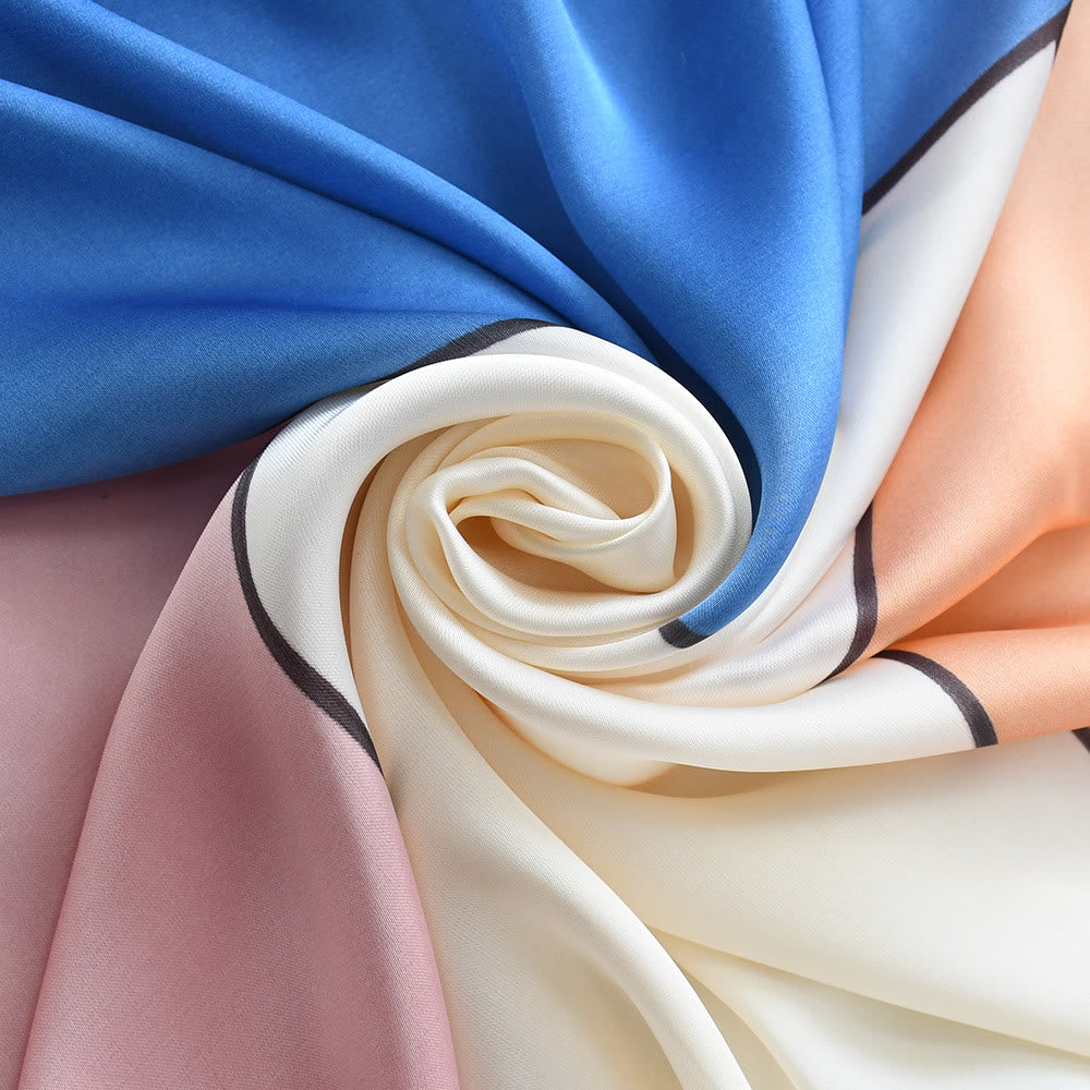 Women's Soft Color-Block Satin Elegant All-Season Square Scarf - image 3