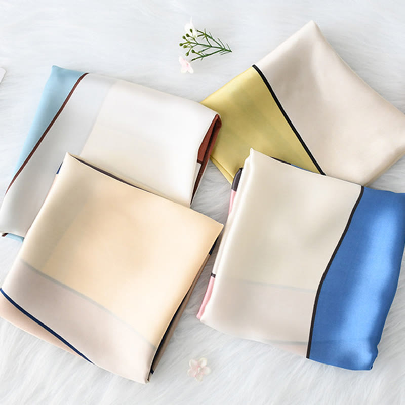 Women's Soft Color-Block Satin Elegant All-Season Square Scarf - image 6