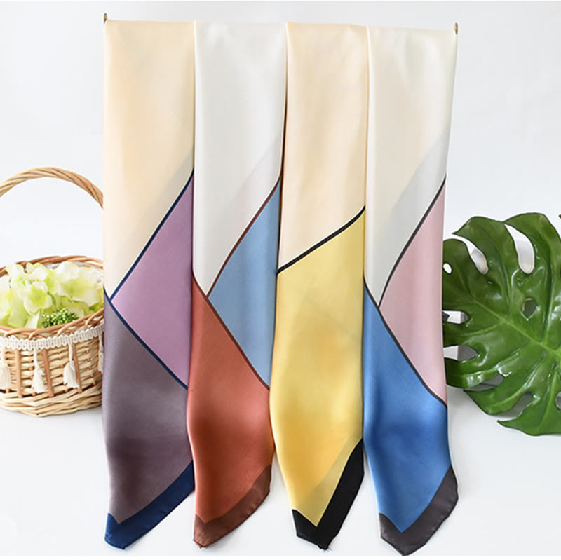 Women's Soft Color-Block Satin Elegant All-Season Square Scarf - image 5
