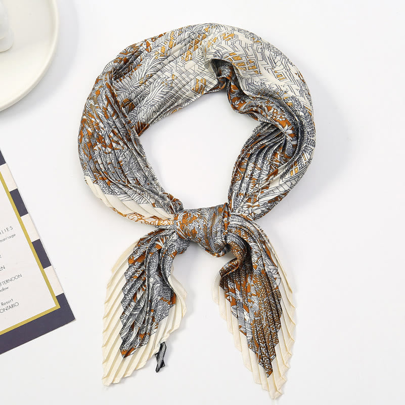 Women's Pleated Artistic Pattern Lightweight Flowy All-Season Scarf - Style #7 - image 8