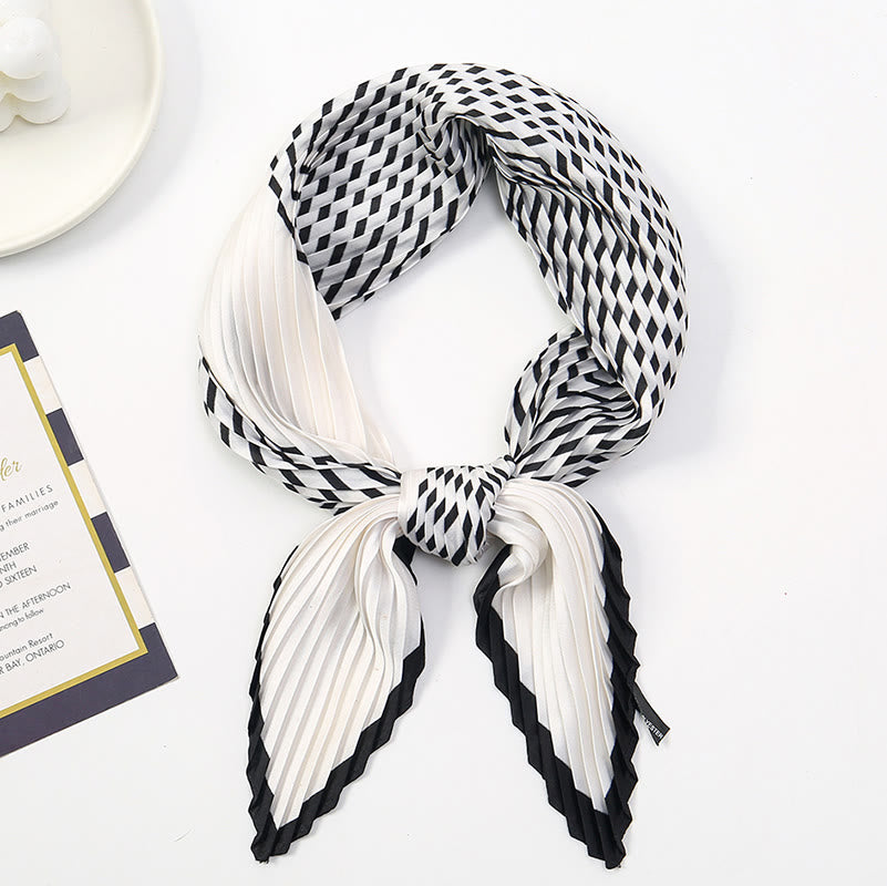 Women's Pleated Artistic Pattern Lightweight Flowy All-Season Scarf - Style #3 - image 4