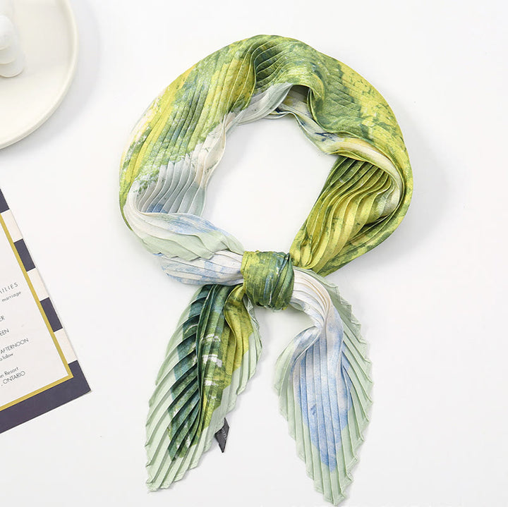 Women's Pleated Artistic Pattern Lightweight Flowy All-Season Scarf - Style #5 - image 6