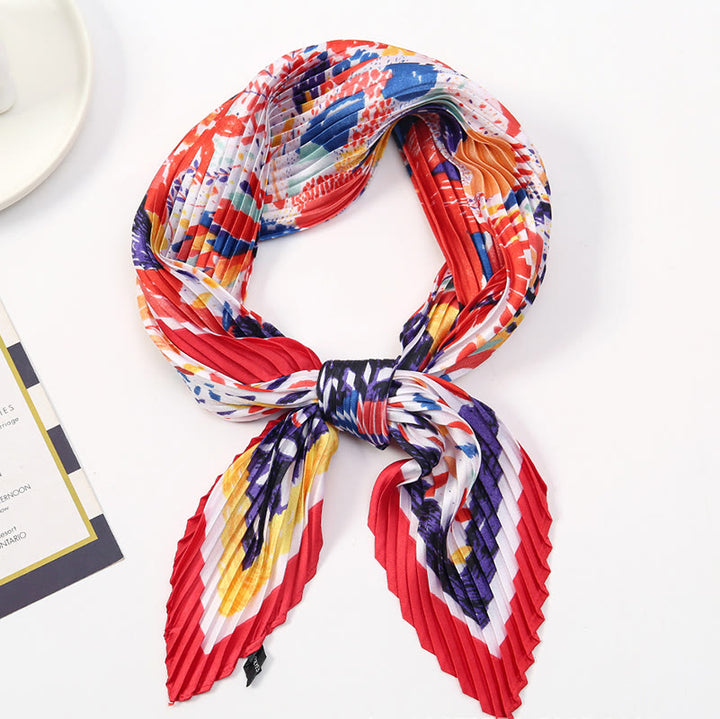 Women's Pleated Artistic Pattern Lightweight Flowy All-Season Scarf - Style #10 - image 11