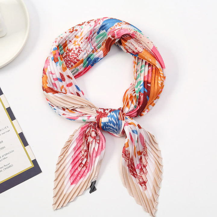 Women's Pleated Artistic Pattern Lightweight Flowy All-Season Scarf - Style #8 - image 9