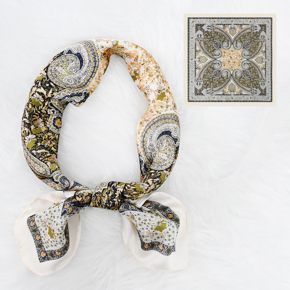 Women's Vintage Paisley Pattern Silky Satin Elegant All-Season Square Scarf - Style #2 - image 2