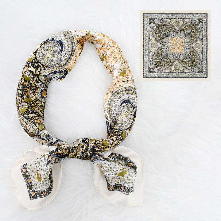 Women's Vintage Paisley Pattern Silky Satin Elegant All-Season Square Scarf - Style #2 - image 2