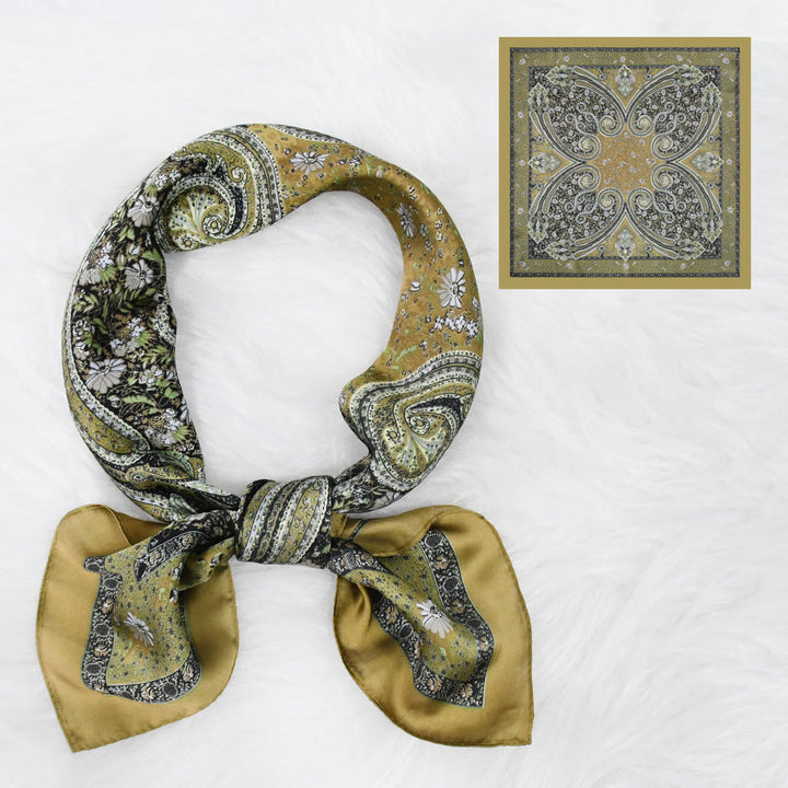 Women's Vintage Paisley Pattern Silky Satin Elegant All-Season Square Scarf - Style #4 - image 5