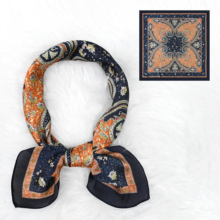Women's Vintage Paisley Pattern Silky Satin Elegant All-Season Square Scarf - Style #1 - image 1