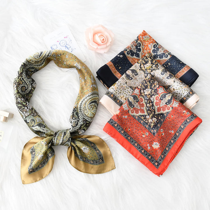 Women's Vintage Paisley Pattern Silky Satin Elegant All-Season Square Scarf - image 0