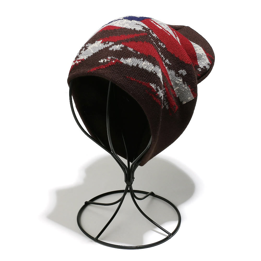 Men's Stylish Distressed American Flag Pattern Multi-color Knitted Hat - image 2