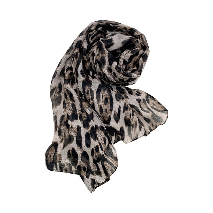 Fashionable Women's Leopard Print Thin Winter Scarf - Khaki - image 1