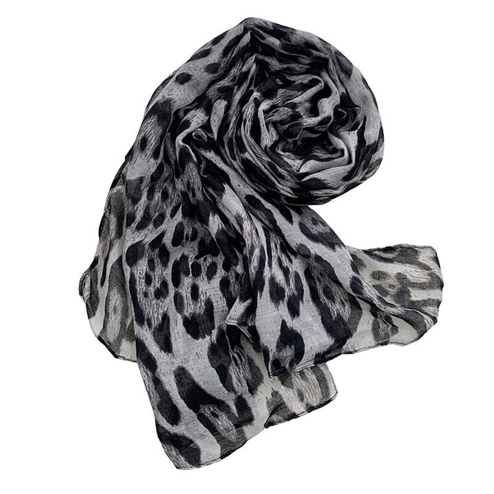 Fashionable Women's Leopard Print Thin Winter Scarf - Grey - image 2