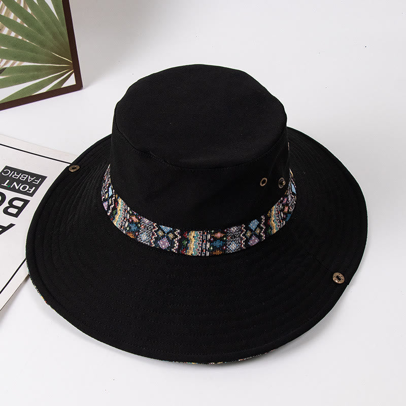 Women's Outdoor Sunshade Fisherman Hat With Metal Button - Black - M(About 22 1/2") - image 5