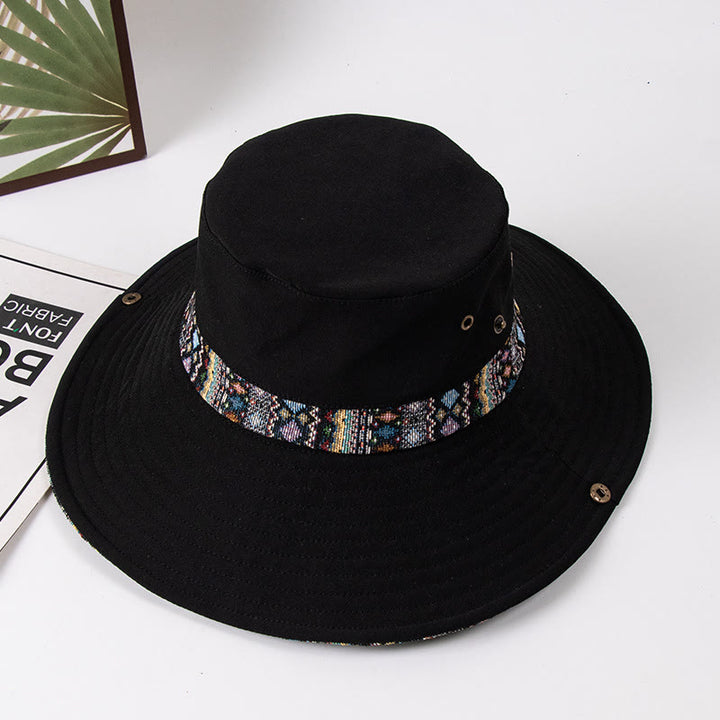 Women's Outdoor Sunshade Fisherman Hat With Metal Button - Black - M(About 22 1/2") - image 5