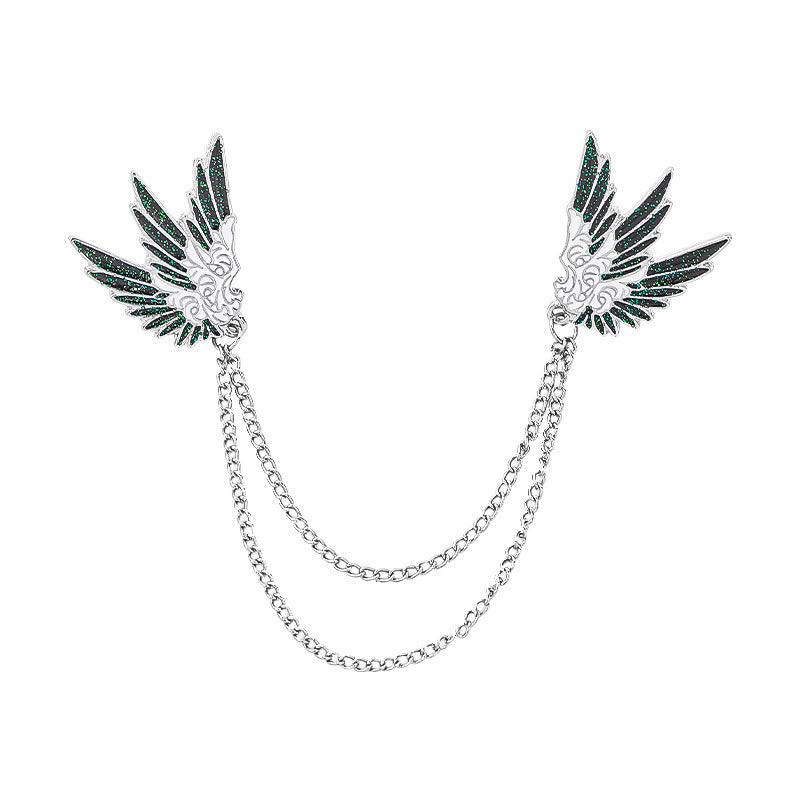 Ornate Symmetrical Wing-Pair Double-Chain Brooch - Style #1 - image 0