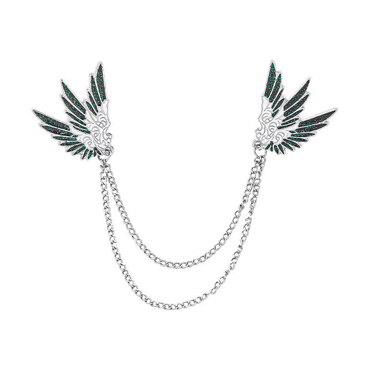 Ornate Symmetrical Wing-Pair Double-Chain Brooch - Style #1 - image 0