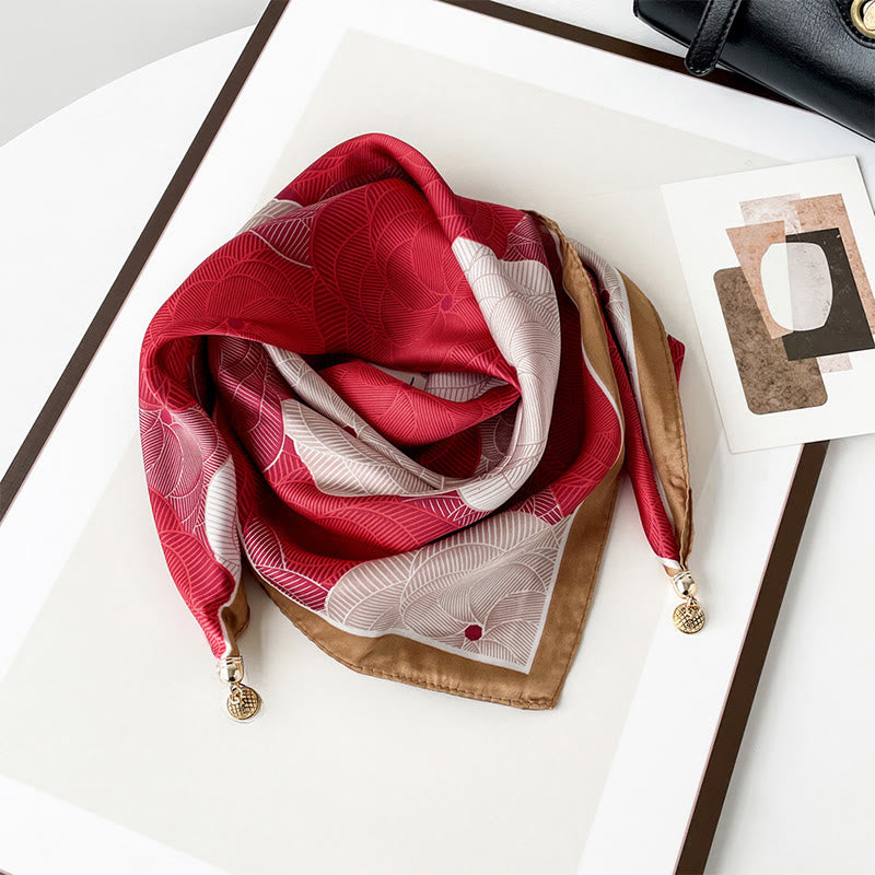 Women's Elegant Retro Art Print Lightweight Square Scarf - Style #4 - image 3