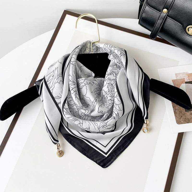 Women's Elegant Retro Art Print Lightweight Square Scarf - Style #13 - image 12