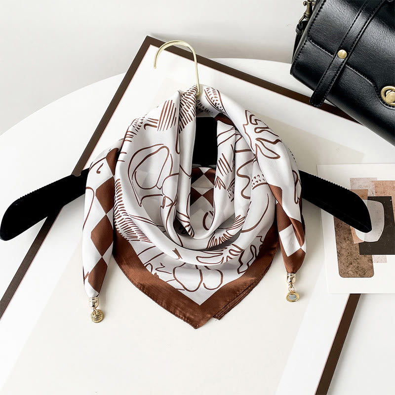 Women's Elegant Retro Art Print Lightweight Square Scarf - Style #14 - image 13